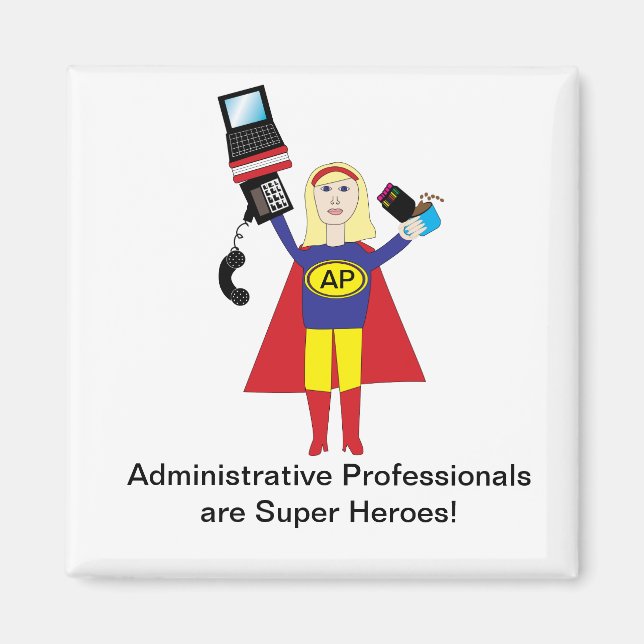 Imã Magneta de Super Hero Profissional Administrativo (Frente)