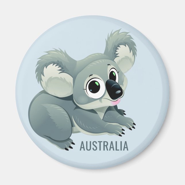 Imã Magneta de texto personalizado de Koala (Frente)