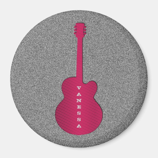 Imã Magneta de violão riscado, rosa-quente (Frente)