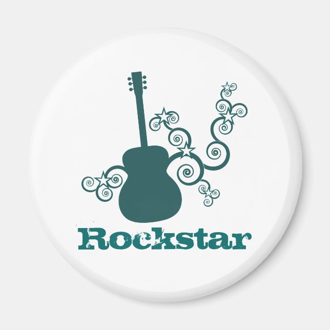 Imã Magneta de violão Rockstar, Teal Escuro (Frente)