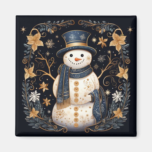 Imã Magneta decorativa de Férias Snowman (Frente)