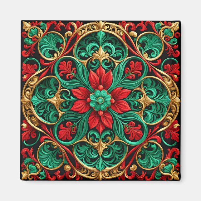 Imã Magneta decorativa de Natal verde (Frente)