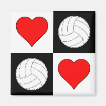 Magneta decorativa de padrão Volleybolas e Coraçõe