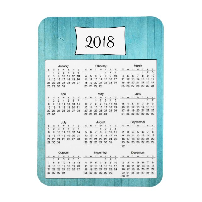 Ímã Magneta do Calendário da Madeira do Teal Turquoise (Vertical)
