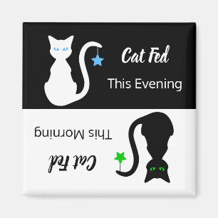 Imã Magneta do lembrete de alimentação de gato branco/