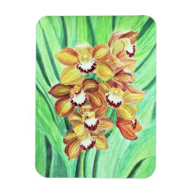 Magneta do refrigerador - Orquídeas laranja e amar