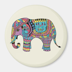 Imã Magneta Elefante Mandala Colorido Vibrante