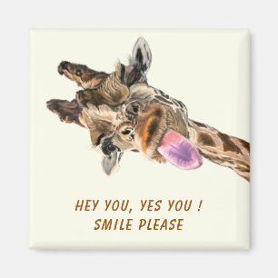 Imã Magneta Engraçado com Girafa Plauta - Sorriso