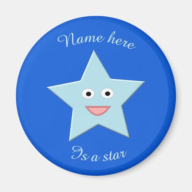 Imã Magneta Estrela de Celebração Azul Brilhante (Frente)