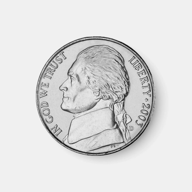 Imã Magneta Faux Nickel para Refrigerador de Moedas (Frente)