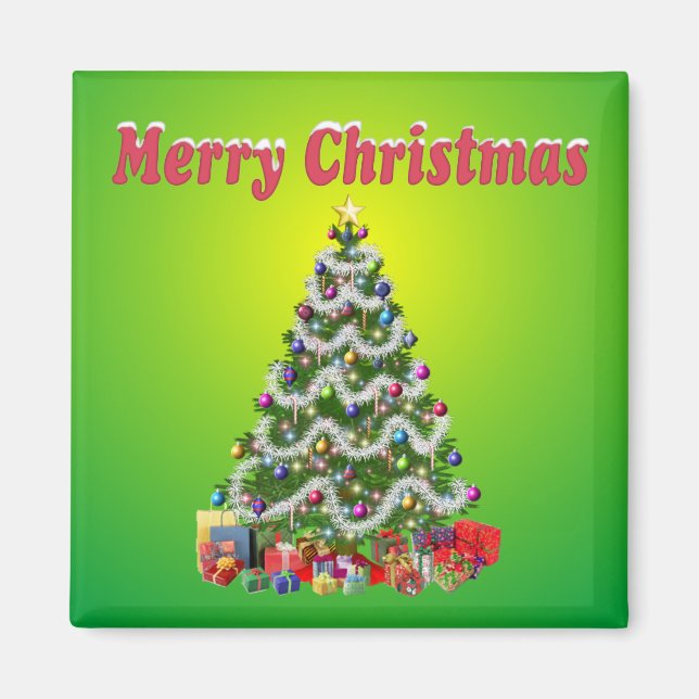 Imã Magneta Feliz de Árvore de Natal (Frente)