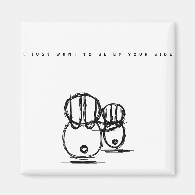 Imã Magneta fina de coelho de Casal | Esteja Ao Seu La (Frente)