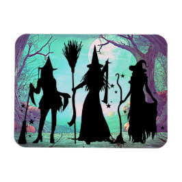 Ímã Magneta flexível 3"x4" de três bruxas no Halloween