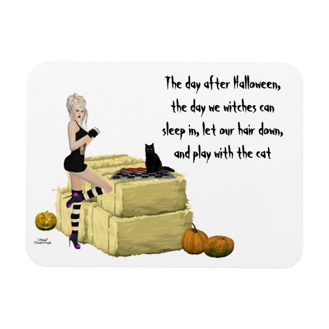 Ímã Magneta flexível de bruxa loira (Horizontal)