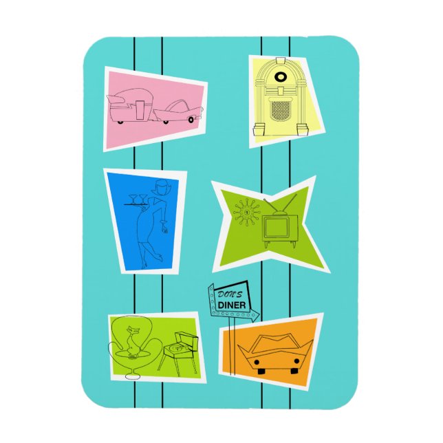 Ímã Magneta flexível de Kitsch Retro-Atômica (Vertical)