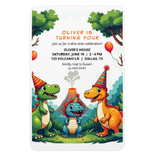 Ímã Magneta flexível do Convite de aniversário Dinossa