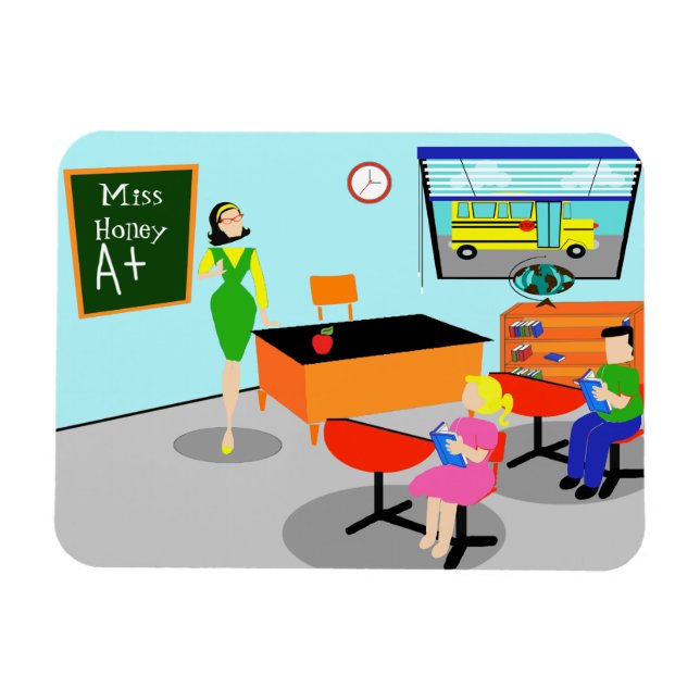 Ímã Magneta flexível do professor retrô (Horizontal)