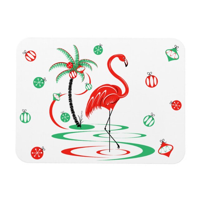 Ímã Magneta flexível Flamingo Red Christmas (Horizontal)