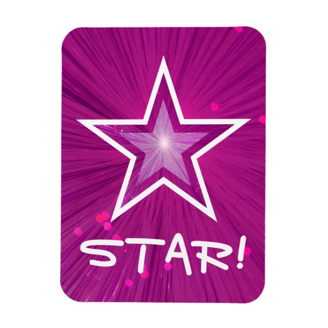 Ímã Magneta flexível 'STAR!' de estrela rosa (Vertical)