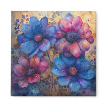 Magneta Floral Azul e Roxo Vibrante