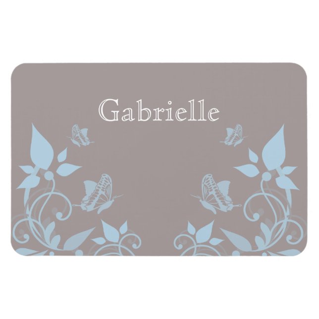 Ímã Magneta Floral de Borboleta Azul Premium (Horizontal)