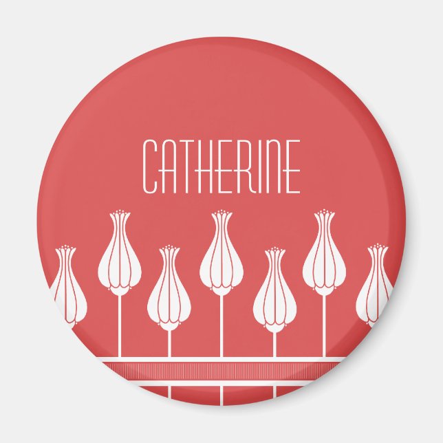 Imã Magneta Floral Deco de Arte Vermelha (Frente)