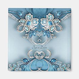 Imã Magneta Floral Ornamentado Azul