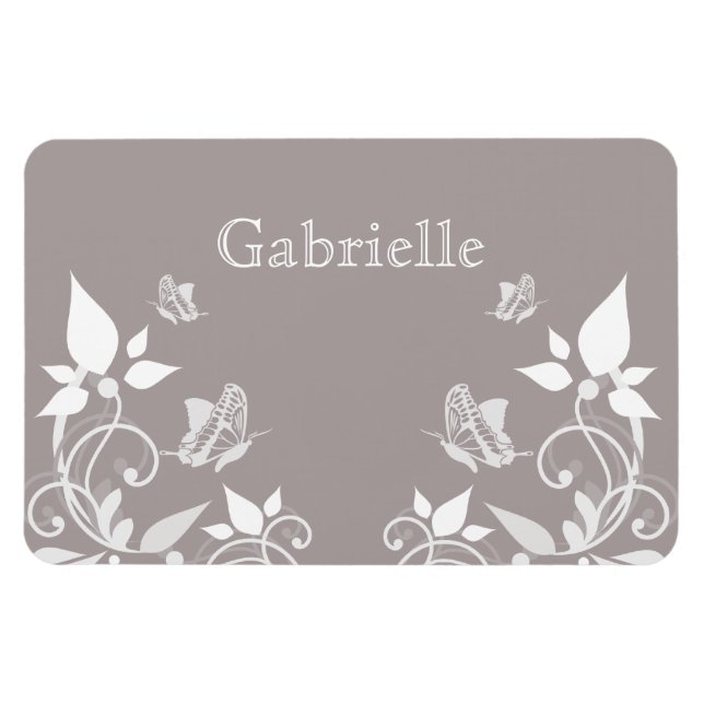 Ímã Magneta Floral Premium de Borboleta de Marfim (Horizontal)