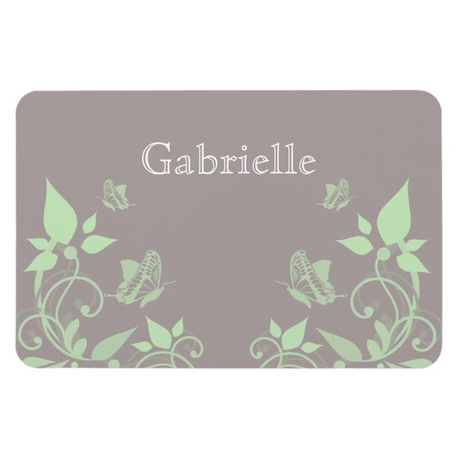 Ímã Magneta Floral Premium de Borboleta Verde (Horizontal)