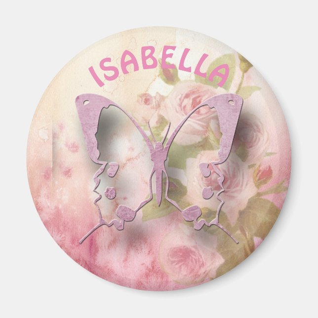 Imã Magneta Floral Rosa Personalizada (Frente)
