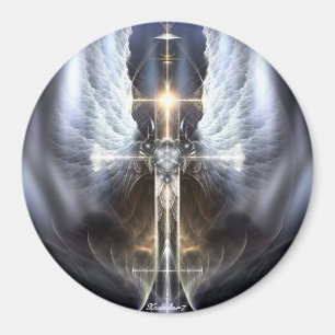 Imã Magneta Forte Anjo Cruzando Arte Fractal