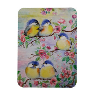 Ímã Magneta Grátis Sparrows - Primavera - Pintura