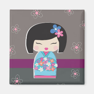 Imã Magneta japonesa de boneca Kokeshi