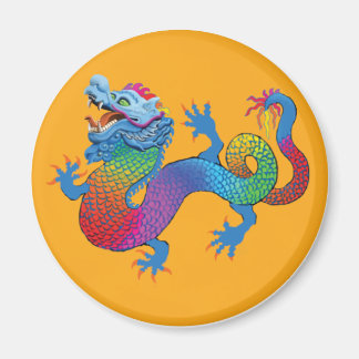 Imã Magneta Laranja com Dragão Colorido