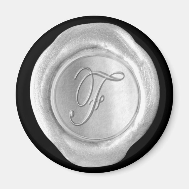 Imã Magneta Monograma de Seal de Cera - Prata - Estilo (Frente)