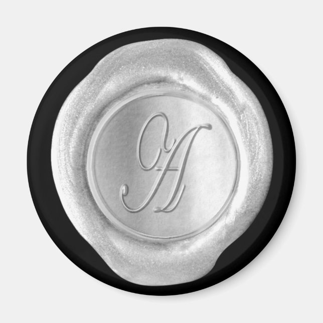 Imã Magneta Monograma de Seal de Cera - Prata - Estilo (Frente)