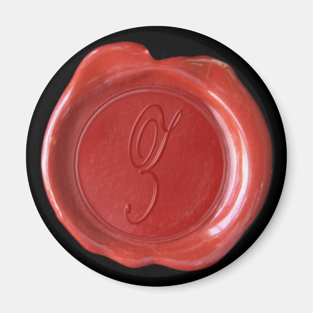 Imã Magneta Monograma de Seal de Cera - Vermelho - Est (Frente)