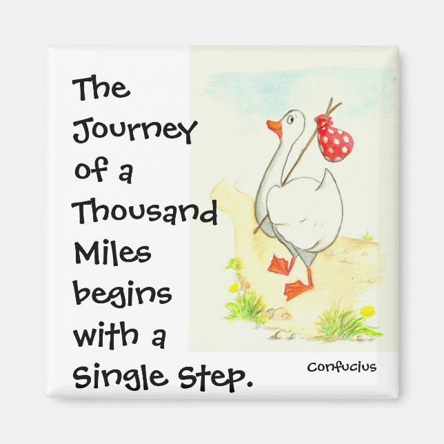 Imã Magneta motivacional 'Ganso' com citação de Confúc (Frente)