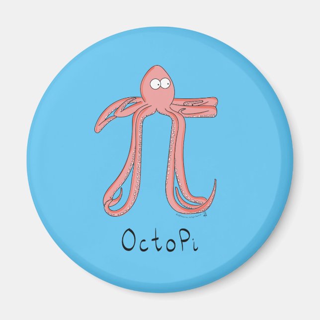 Imã Magneta Octopus Cute Math Pi Day (Frente)