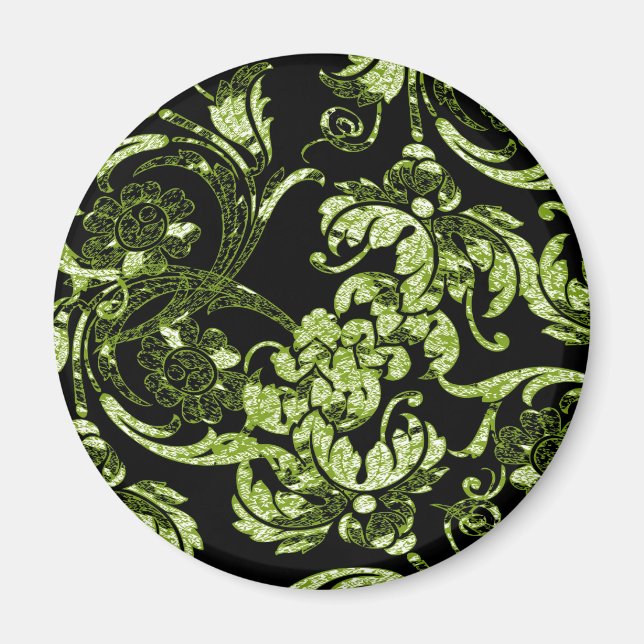 Imã Magneta ornamentado em verde e preto (Frente)
