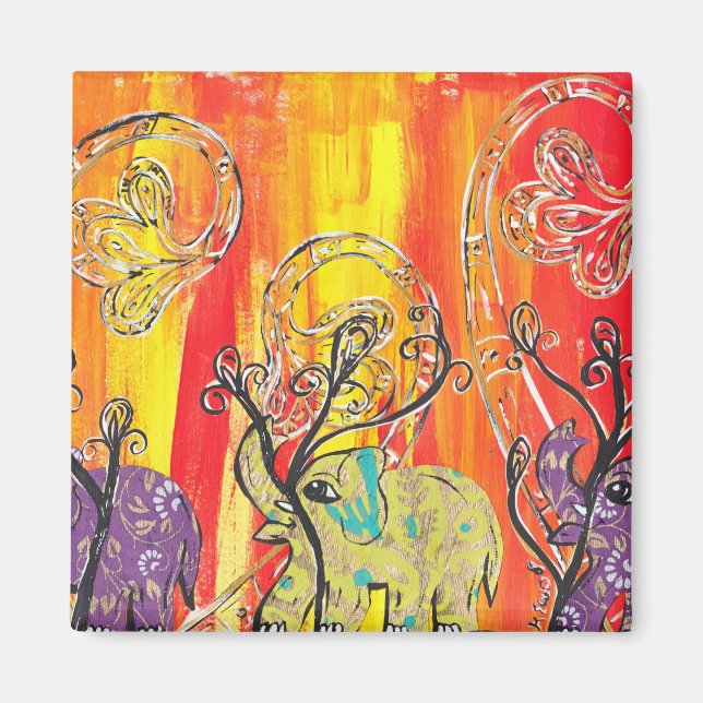 Imã Magneta Parada de Elefante Feliz (Frente)