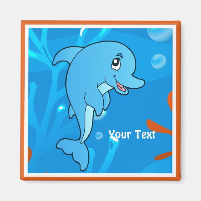 Imã Magneta Personalizada De Golfinho Cinto Oceano Aqu (Frente)