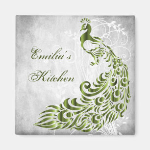 Imã Magneta Personalizada de Peacock Verde
