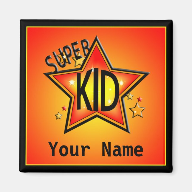 Imã Magneta Personalizada do Nome Super Kid da Estrela (Frente)