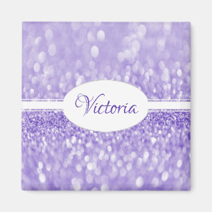 Imã Magneta Personalizada Glitter Roxo