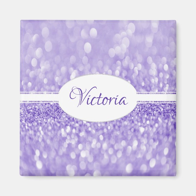 Imã Magneta Personalizada Glitter Roxo (Frente)