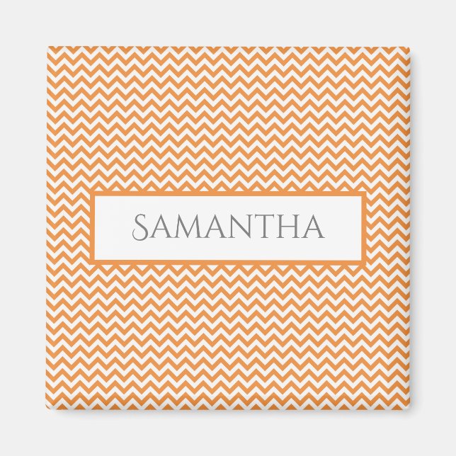 Imã Magneta Personalizada Simples Laranja Chevron (Frente)