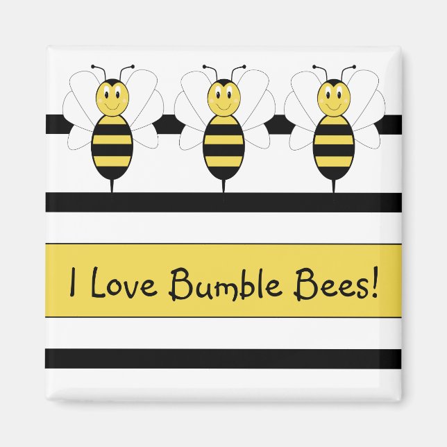 Imã Magneta personalizável do Bumble Bee sorridente (Frente)