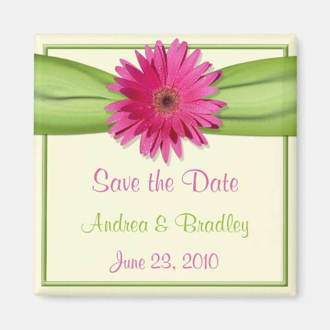 Imã Magneta personalizável Gerbera Daisy Monogramas co (Frente)