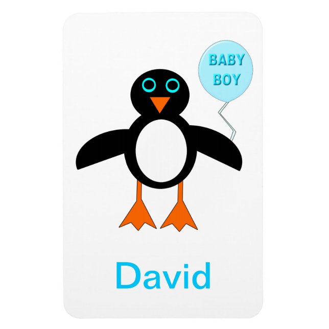 Ímã Magneta personalizável Pinguim-Menino Azul-Bonito (Vertical)